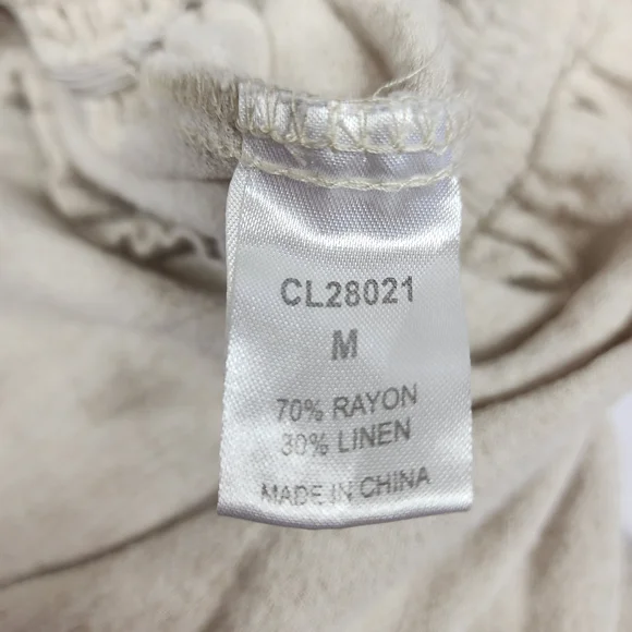 Pink Lily Palazzo Pants Womens Sz Med Tan Beige Linen Blend Beachy Coastal - Picture 4 of 5